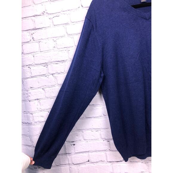 Brooks Brothers 346 Supima Cotton Preppy V-Neck Long Sleeve Blue Sweater L - Picture 6 of 12